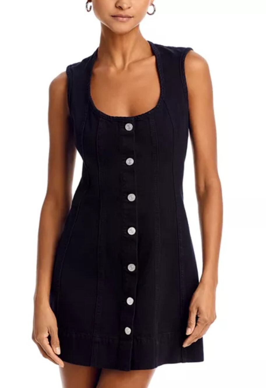 NWT FRAME Seamed denim scoop mini dress size 2 black